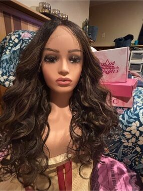 CSC Luxury Natural Curly Lace-Front Wig in Dark Brown - Soft Volume